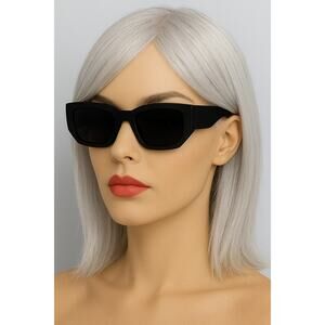 Le Specs Eco Aware Sunglasses Bold Black Rectangular Frame Grass Half Full